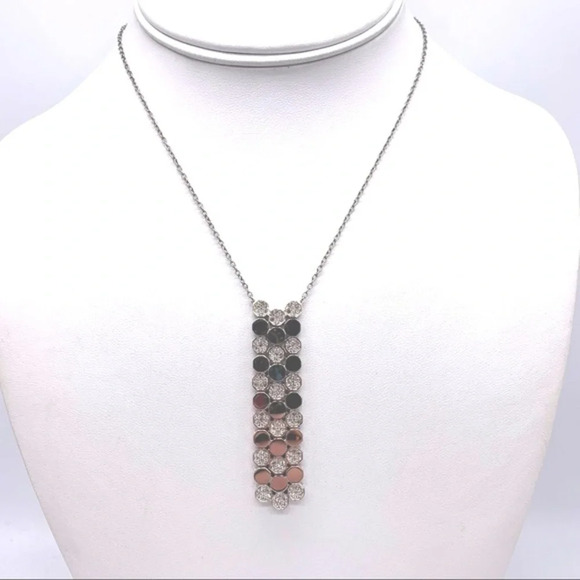 Swarovski Crystal Pave Hex Pendant Silver Necklace - Picture 2 of 3